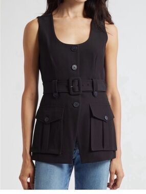 Veronica Beard Black Becker Vest Size 8 NWT gorgeous